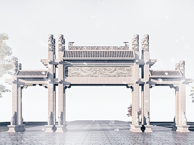 中式牌坊 石雕 大门 园林建筑