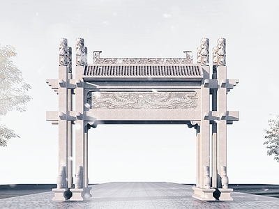 中式牌坊 古建石雕 园林建筑