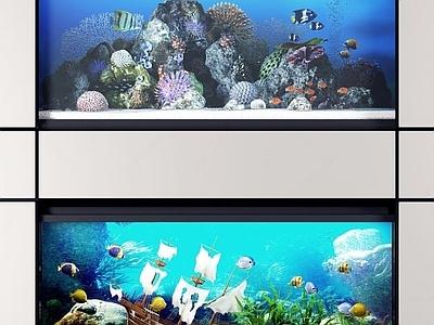 现代水族鱼缸组合