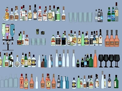 现代酒具 酒瓶 红酒 洋酒 葡萄酒 酒瓶组合 白酒 饮料 啤酒 摆件