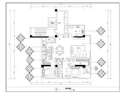 简欧样板 施工图 平层