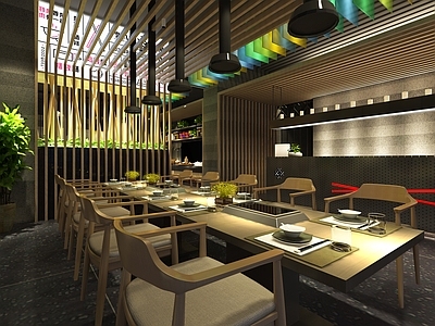 工业风火锅烧烤店 餐厅