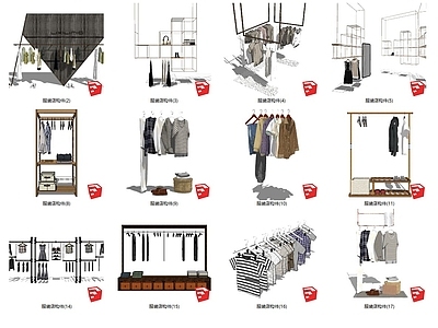 工业风格衣架 服装 挂衣 落地