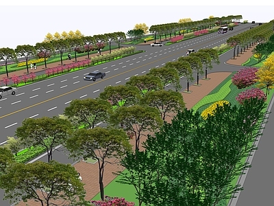 现代风格道路 两侧