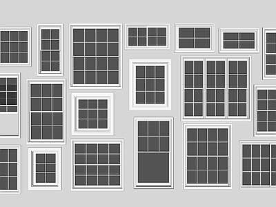 现代风格窗户组合 平开窗 推拉窗 落地窗 百叶窗 搂花窗