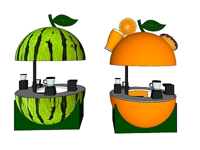 现代风格非机动车 水果 西瓜车 橙子车 餐车