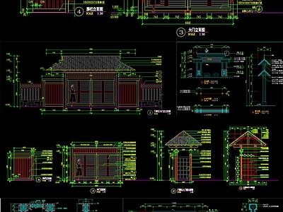 竹门 竹牌坊CAD图纸 施工图 通用节点