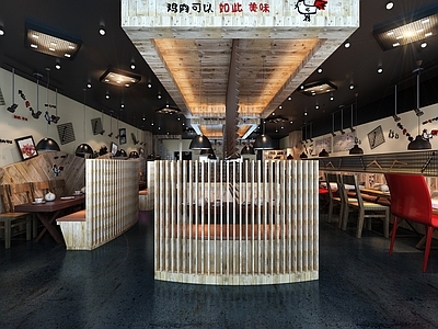 时尚快餐厅 施工图 效果图