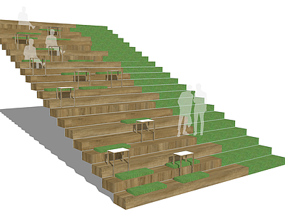 现代风格楼梯 台阶 休闲平台 景观平台