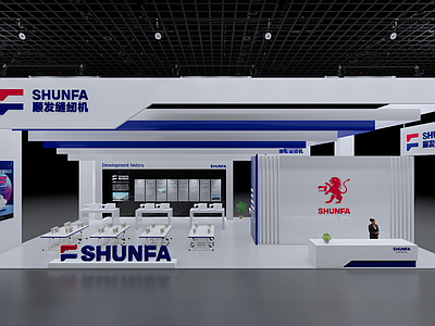 现代风格科技展厅 缝纫机 格栅顶 展会 展位