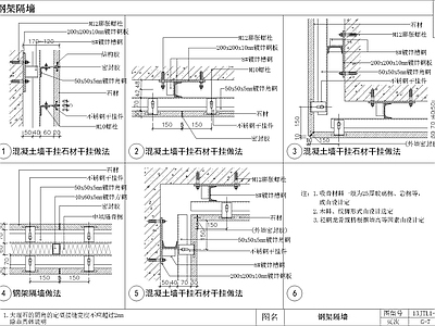 金螳螂-石材各种干挂节点 施工图 墙面节点