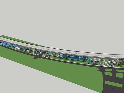 现代公园景观 高架桥 社区公园 运动公园