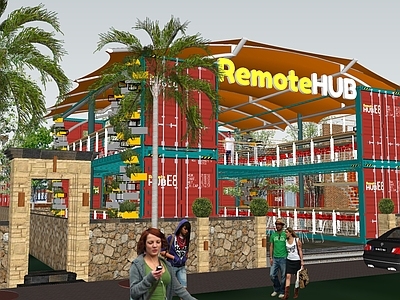 工业风格餐厅 集装箱酒店 露天餐厅 大排档外观