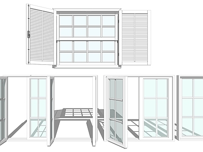 现代百叶推拉木窗 玻璃窗户
