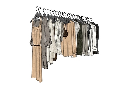 现代风格服装 衣服 衣架