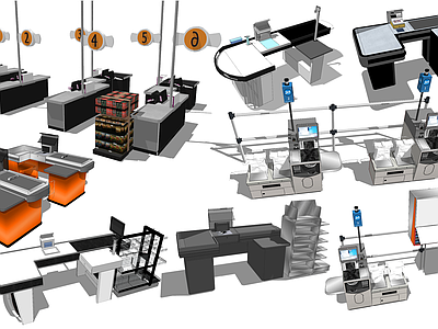 现代风格超市收银台 自助收银台 收款机