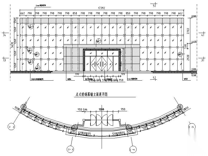 上海九州电器外立面幕墙施工图纸（CAD，17张）