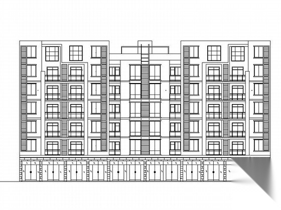 [广元]某小区七层底商住宅楼建筑方案图