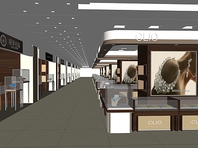 现代风格珠宝店 商场店铺 珠宝展示 展览中心 商场门面