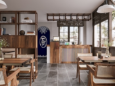 日式奶茶店 糖水店 单层 收银前台