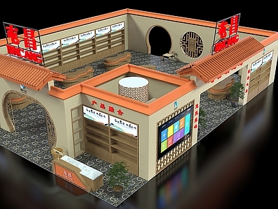 新中式风格商场展厅 展会 展馆 冬交会