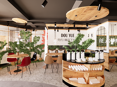 现代风格餐厅 餐吧 甜品店 休闲区