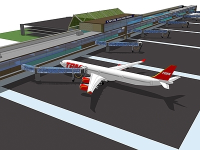 现代风格机场 飞机场 航空基地 飞机 跑道