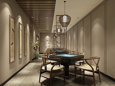 新中式棋牌室 棋牌桌 麻将桌