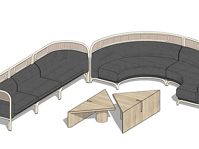 现代风格异形沙发 曲线沙发 茶几 沙发组合 藤编家具 座椅
