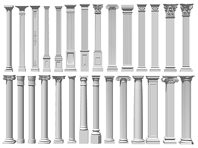 欧式风格罗马柱 石膏柱 雕花立柱 柱头 建筑构件