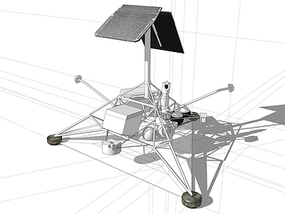 现代风格工程车 太空卫星 探索器 太阳能板 月球探索车