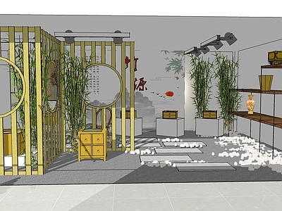 新中式风格展厅 竹艺展厅 民俗展厅 展馆 博物馆