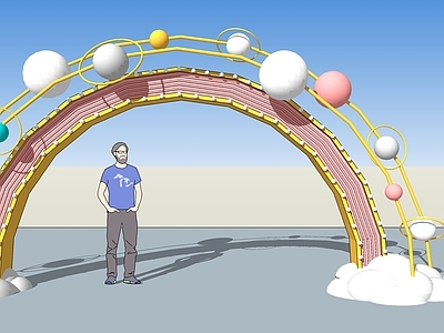 现代景观小品 星空拱门 星球拱门