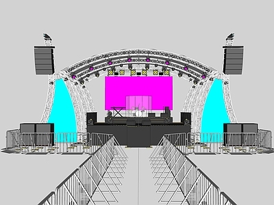 现代风格演唱会舞台 灯光 LED屏幕