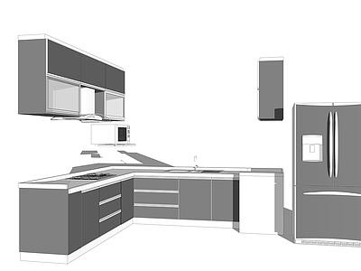 现代风格厨房台面 橱柜组合