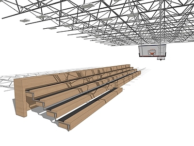 现代风格体育馆 看台 座椅 篮球框 篮板