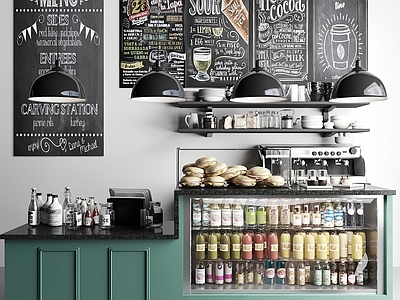 现代咖啡厅吧台 咖啡机