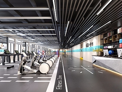 工业风健身房 跑步机