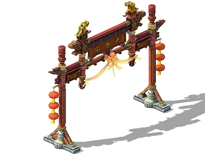 中式牌坊 头 牌匾
