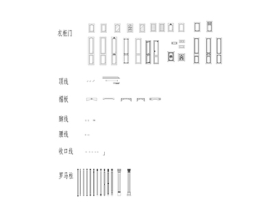 欧式衣柜 石膏 阴 动态块 施工图 各式线条