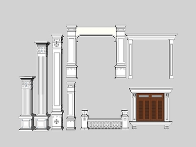 欧式风格罗马柱 拱门 栏杆 飘窗