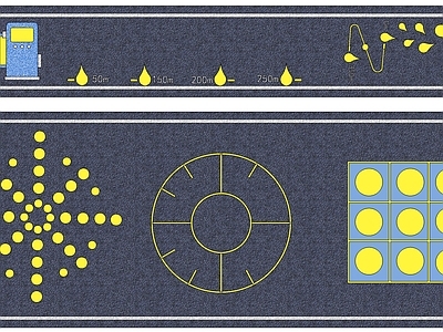 现代风格地面壁画 标识 跑道 图标