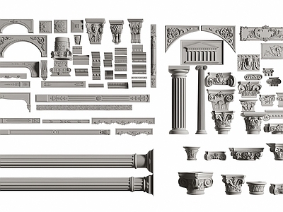 欧式古典柱子 石膏件 罗马柱 柱头 垭口 弧形门套