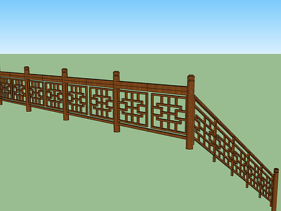 中式风格木艺栏杆