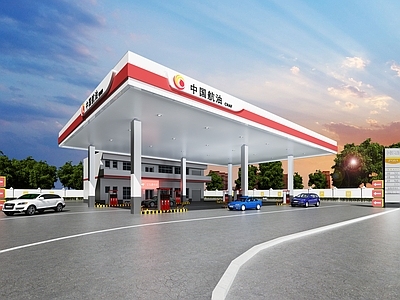 现代加油站 汽车 便利店