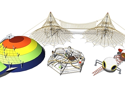 现代儿童游乐设施 攀爬网 滑梯