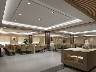 现代公司食堂 食堂桌椅 自助餐台