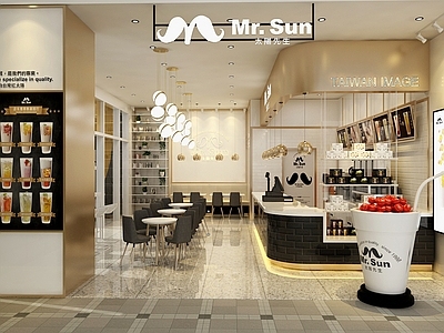 现代奶茶店 饮料店 收银台 头店面
