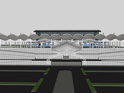 现代机场车站 庭院 停车棚