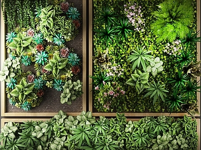 现代植物墙 盆栽 户外花草 墙挂植物 绿植